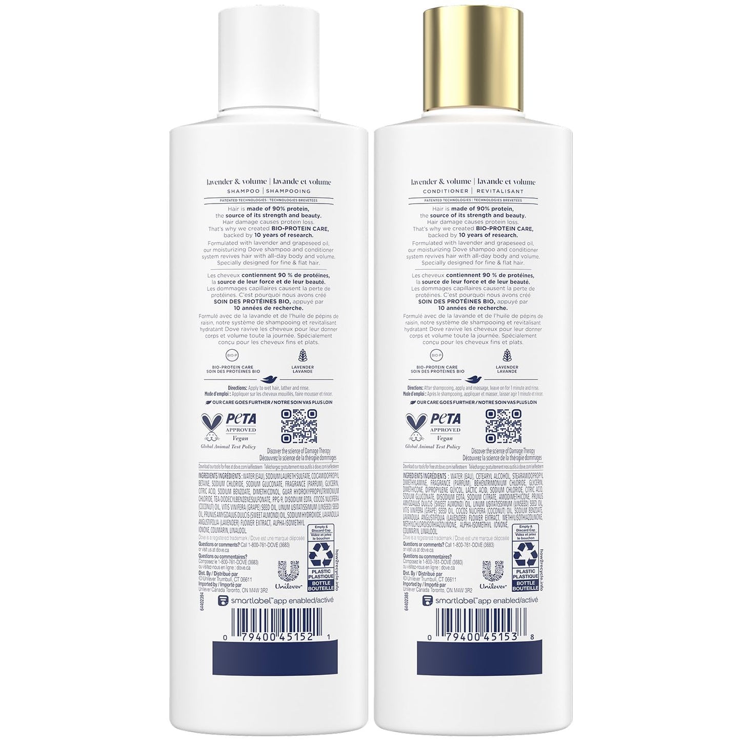 Dove Shampoo & Conditioner, Lavender & Volume Damage Therapy - Volumizing Hair Products for Women with Fine, Flat Hair, 12 Oz Ea Beauty & Personal Care Dove