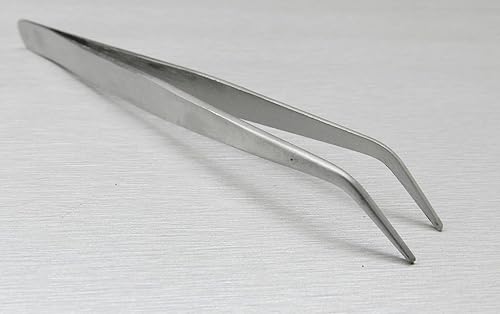 Tweezers Bent Tip Tweezer 45 Degree Bent Smooth Tips Jewelry Bead Hobby & Crafts 7" by JTS Beauty & Personal Care JTS