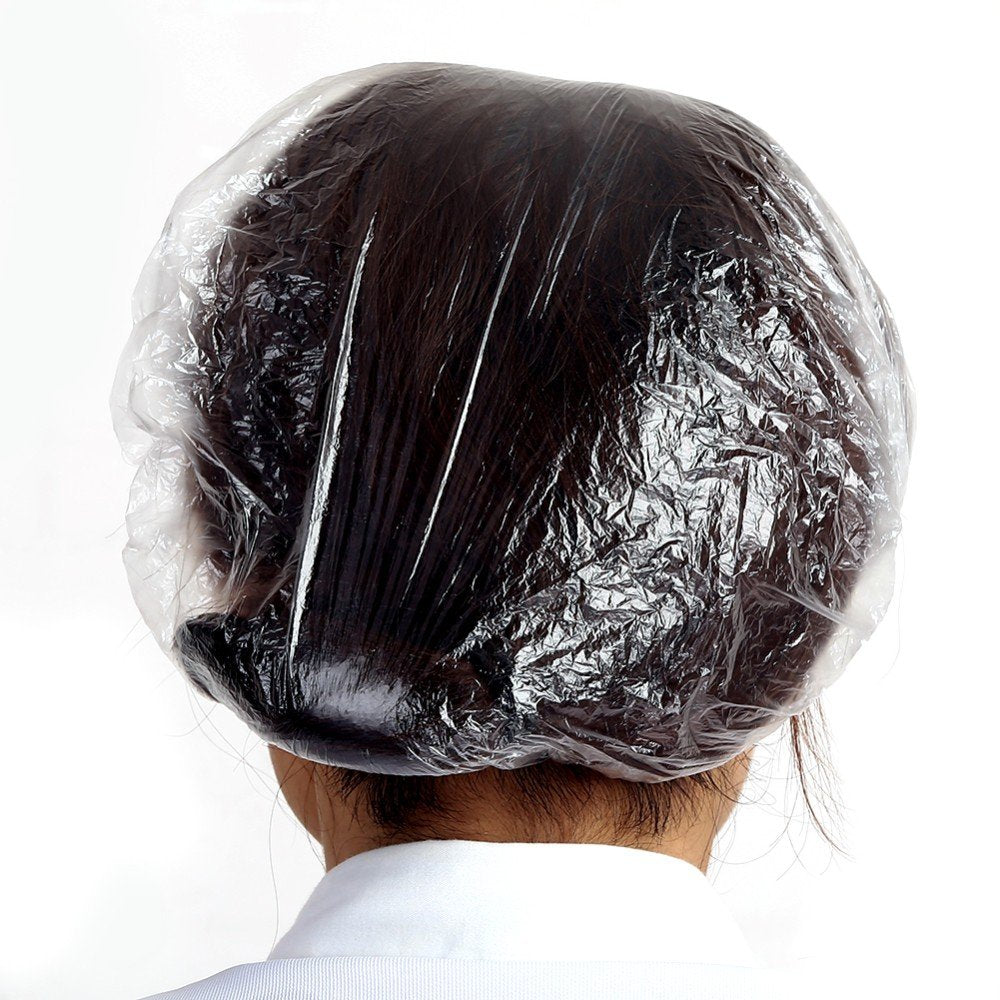 100 PCS Clear Disposable Plastic Shower Caps Large Elastic Thick Bath Cap For Women Spa,Home Use,Hotel and Hair Salon,Pack of 100 Individually Wrapped Beauty & Personal Care KINGLAKE