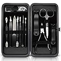 ASH ISLAND Nail Clippers Set - Black Stainless 12 in 1 For Men And Women Manicure Pedicure Travel Kit Luxury Nail File Sharp Nail Scissors Fingernails Beauty & Personal Care ASH ISLAND