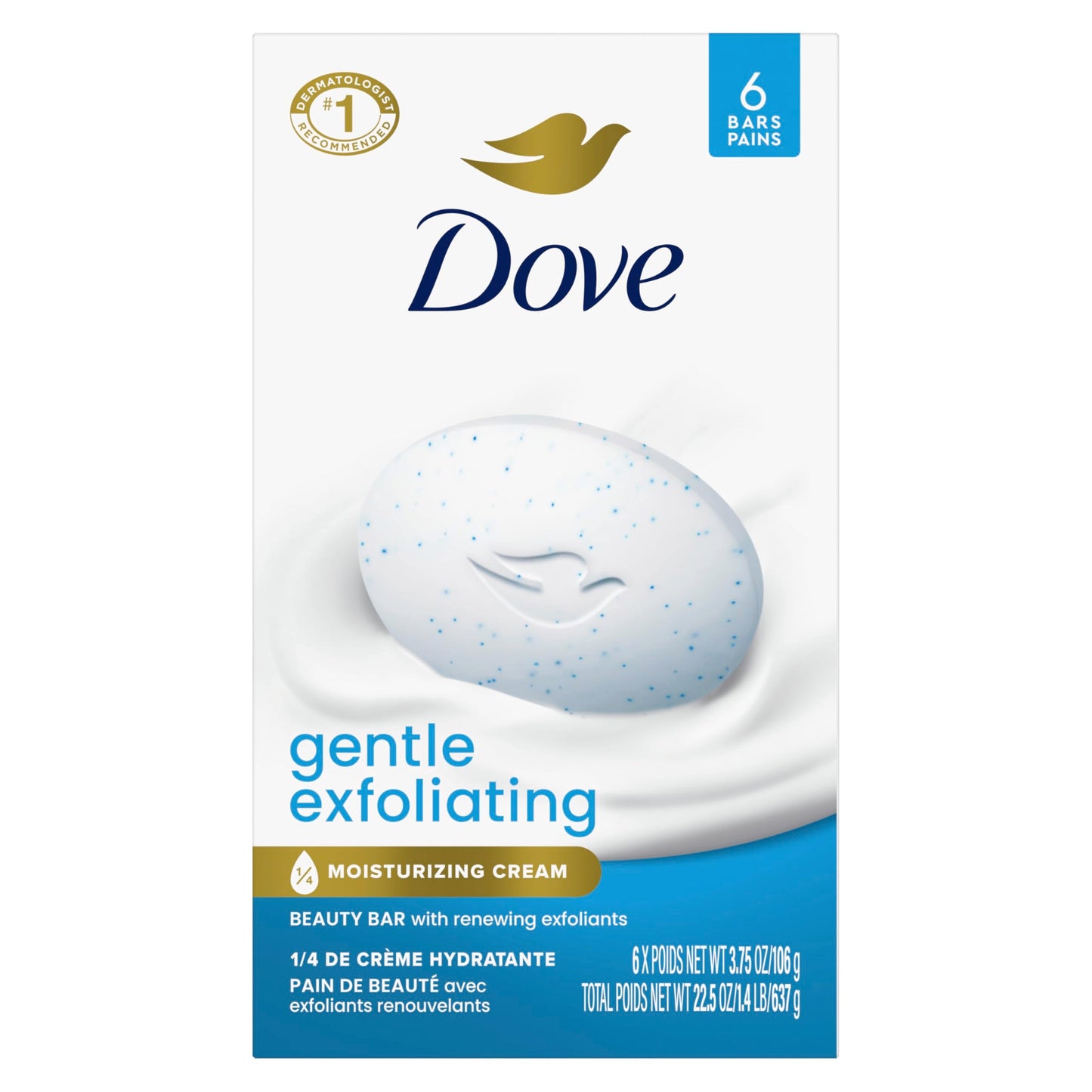 Dove Beauty Bar Gentle Exfoliating With Mild Cleanser 6 Bars More Moisturizing Than Bar Soap For Softer And Smoother Skin 3.75 oz Beauty & Personal Care Dove