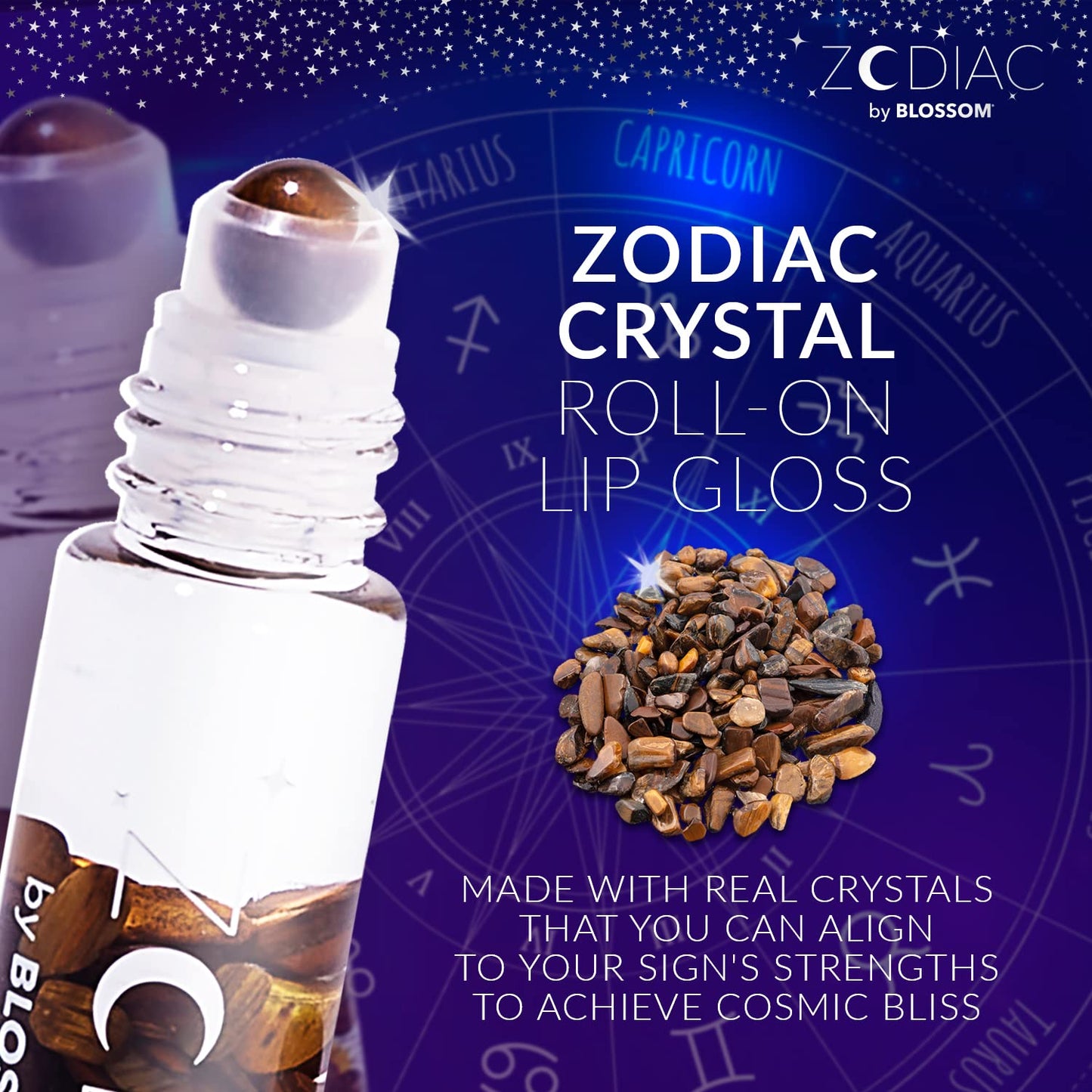 Blossom Lip Gloss Zodiac Sign Vanilla Scented Roll-On Lip Gloss, Moisturizing + Hydrating with Zodiac Crystals, Made in USA, 0.20oz, Capricorn Beauty & Personal Care Blossom