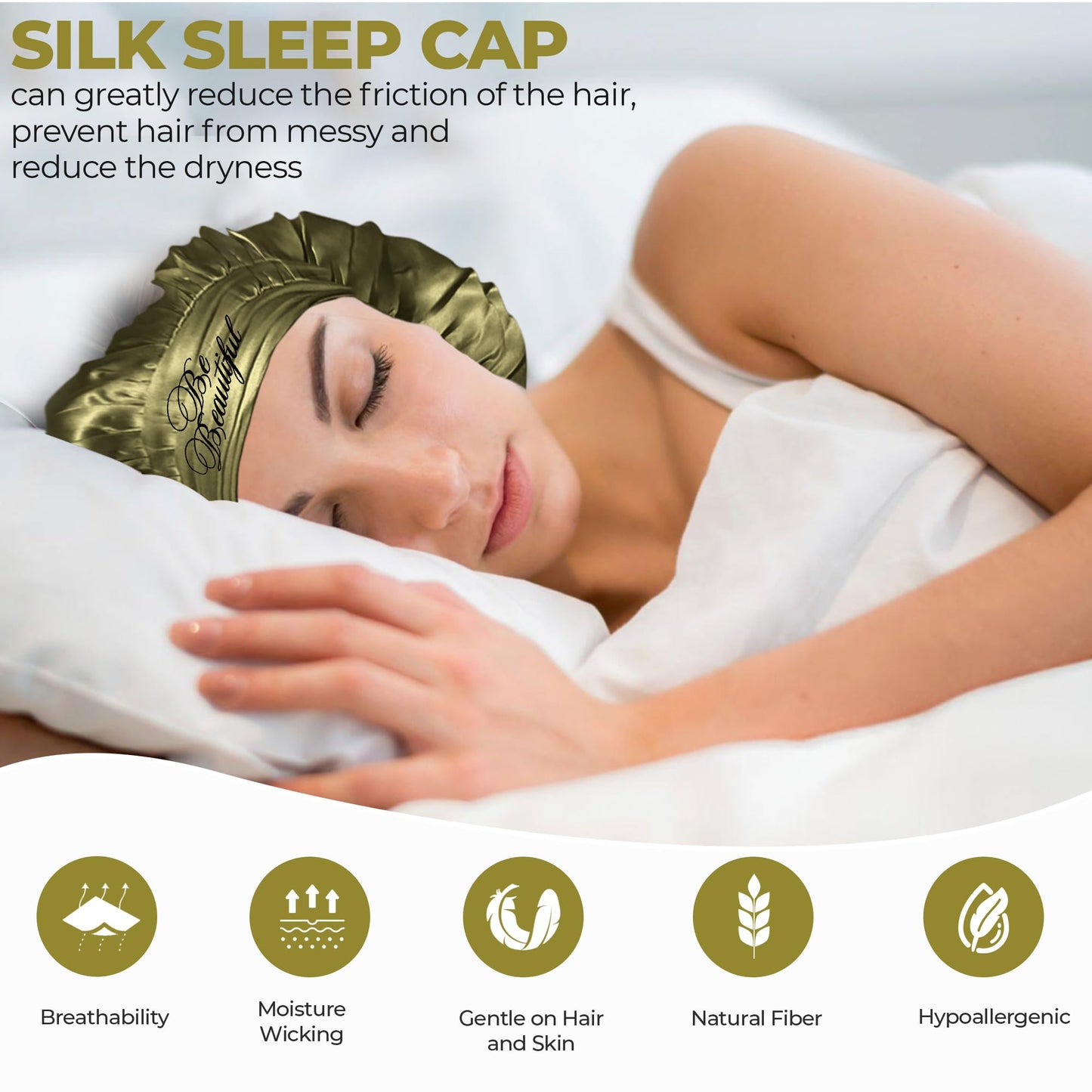 Tie Bonnet for Women Girls Night bonnnts,Sleeping Bonnets for Natural Curly Braids,Adjustable Bonnets with tie (Mystery Green) Beauty and Personal Care BE BEAUTIFUL EXTENSIONS
