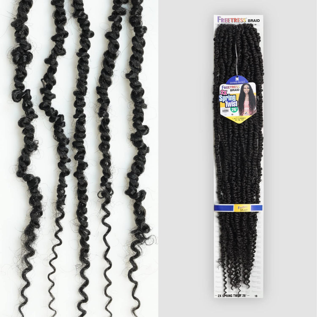 Freetress Synthetic Crochet Braid - 2X SPRING TWIST 26" (Color:1B Off Black)