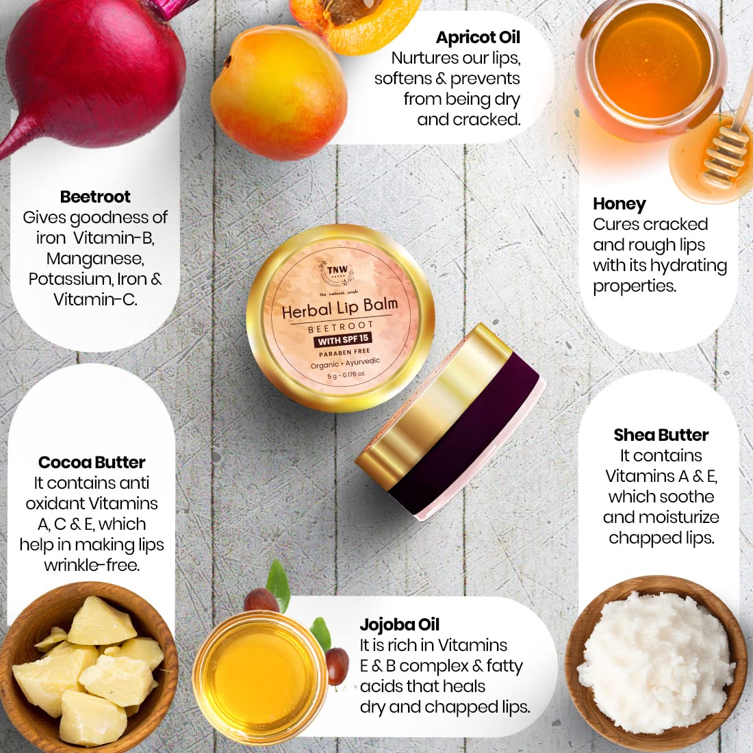 TNW-The Natural Wash Herbal Beetroot Lip Balm For Dry Damaged and Chapped Lips - An Ayurvedic Lip Moisturizer LipBalm Enriched with Cocoa Butter, Shea Beauty and Personal Care TNW-THE NATURAL WASH