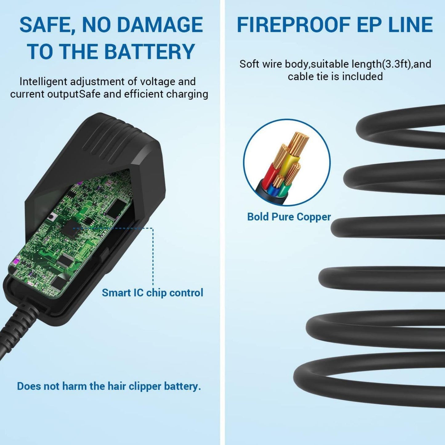 MOUDOAUER Trimmer Clipper Charger Cable for Manscaped Lawn Mower 3.0/2.0 Electric Groin Hair Trimmer Clipper Beauty and Personal Care MOUDOAUER