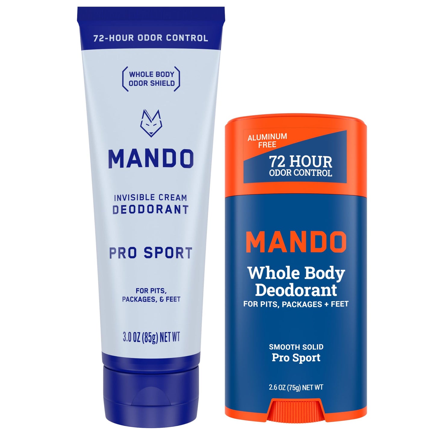 Mando Whole Body Deodorant - Invisible Cream and Solid Formulas - 72 Hour Odor Control - Aluminum & Baking Soda Free - Skin Safe - 3 oz Cream & 2.6 oz Beauty and Personal Care Mando