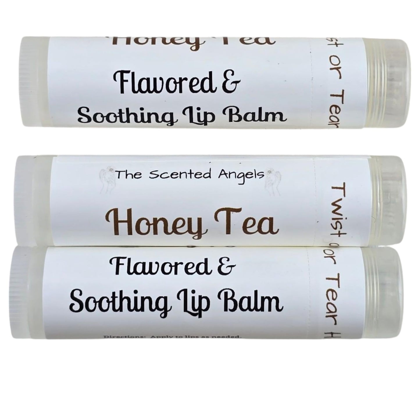 TSA Handmade Sweet Honey Tea Flavored Lip Balm with Beeswax, Vitamin E, Canola, Soybean, Coconut, Sunflower Oils for Women, Men, Teens, Tweens (3) Beauty and Personal Care The Scented Angels