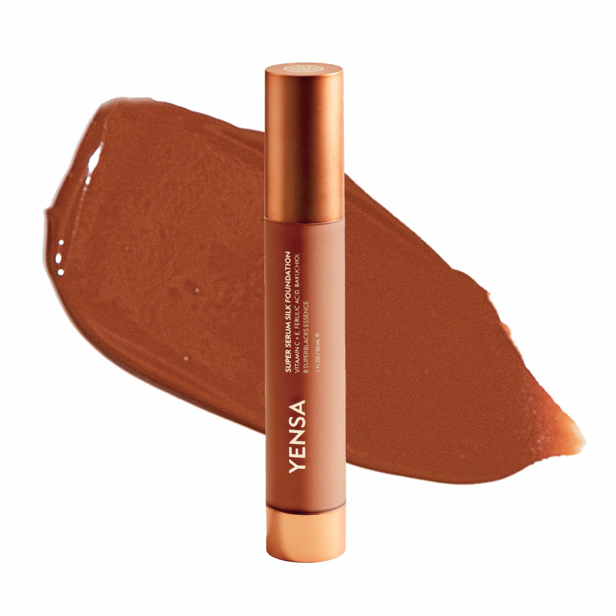 YENSA Super Serum Silk Foundation - Hydrating, Full Coverage Foundation with Vitamin C & Bakuchiol Oil - Blurs Imperfections & Evens Skin Tone -