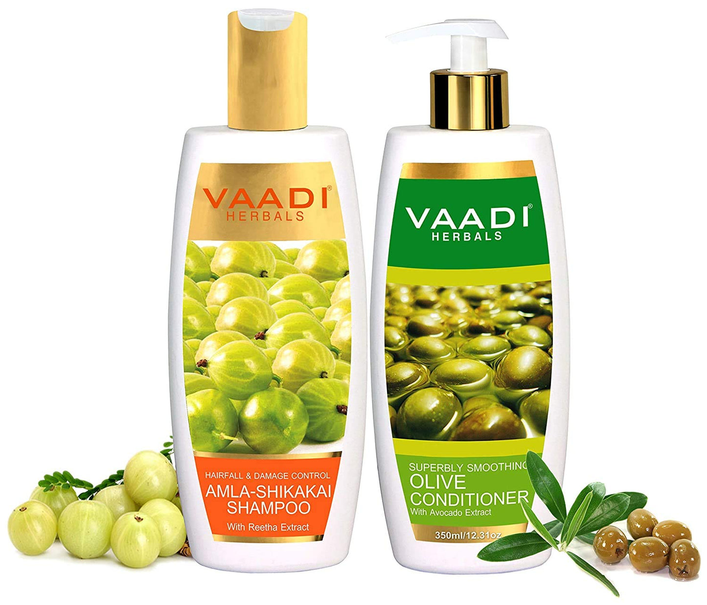 Vaadi Herbals Amla Shikakai Hair Fall and Damage Control Shampoo, 350ml with Olive Conditioner, 350ml Beauty & Personal Care NWIL