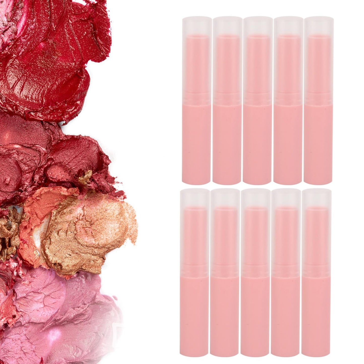 Milltrip 10pcs Empty Lip Balm Tube Lip Gloss Container DIY Lipstick Making Accessory for DIY Cosmetic (07# lipstick tube [pink]) Beauty and Personal Care Milltrip