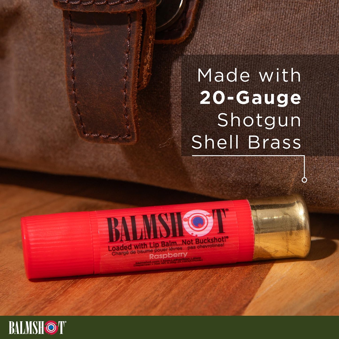 BALMSHOT Raspberry Lip Balm SPF 15 (4-Pack) - Beeswax Chapstick for Dry Chapped Lips, 20-Gauge Brass Shotgun Shell Tube, Heat Resistant, Long Lasting Beauty & Personal Care Balmshot