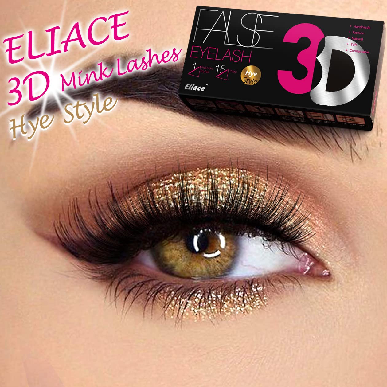 Eliace False Eyelashes Natural look Cat Eye Lashes Wispy Strips 15 Pairs 3D Mink Lashes Fake Eyelashes Faux Fluffy,Winged Fox Eyelashes, Soft Thin Beauty & Personal Care Eliace