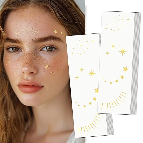 Wodelanle Glitter Freckles Face Tattoo, 24 Count Gold Face Glitter Speckles Makeup Patches, Glow Up Makeup Patches, Cute Glitter Freckles Makeup Beauty & Personal Care Wodelanle