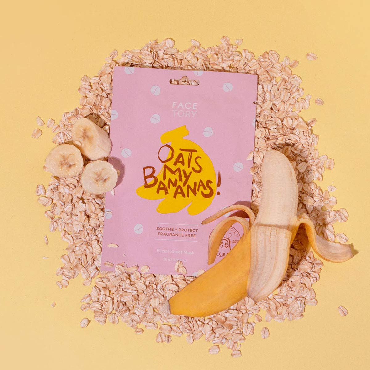 FACETORY K Beauty Face Mask Skin Care - OATS MY BANANAS CALMING Sheet Mask with Oat Extract | Milky Essence Soothes & Moisturizes (5 Pack) Beauty & Personal Care FACETORY