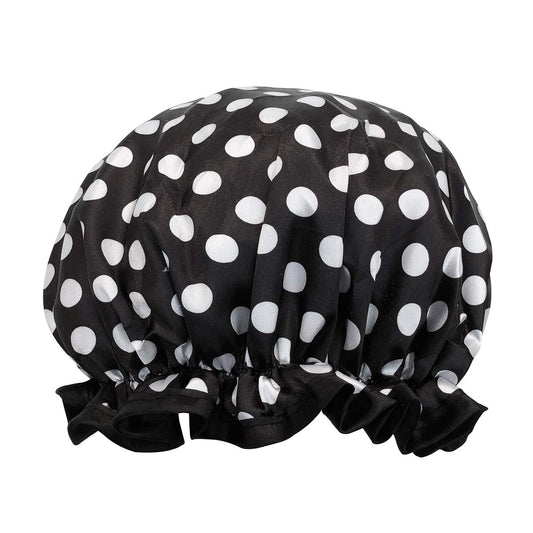 allydrew Reusable Women's Waterproof Shower Caps for Long Hair, Black and White Dots Beauty & Personal Care allydrew