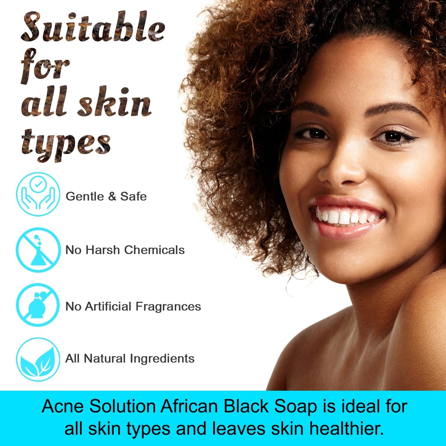 It's Pure Natural African Black Soap Bars with Acne Solution (Pack of 3) Organic Raw Soap for Face & Body, Acne Treatment & Dark Spot Remover [Made in Beauty & Personal Care It's Pure Natural