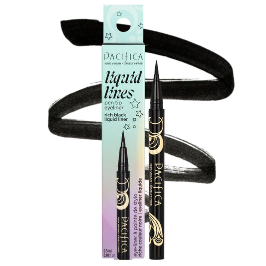 Pacifica Black Liquid Eyeliner Pen - Liquid Line - Felt tip, Smudge Proof Eyeliner - Water Resistant Gel Makeup Eye Liner - Matte Fine Tip Clean