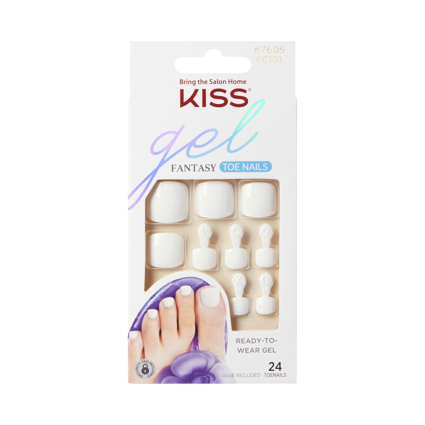 KISS Gel Fantasy Collection Ready-To-Wear Fake Toenails Pedicure Set, Style 'This is Classic', with Mini Nail File, Pink Gel Nail Glue & 24 White Beauty & Personal Care KISS