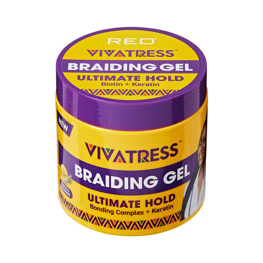 Red by Kiss VIVATRESS Ultimate Hold Braiding Gel - 4X Extra Strong, No Flake, Non Greasy, Long Lasting Sleek Styling Gel with Keratin, Biotin Beauty & Personal Care Red by Kiss