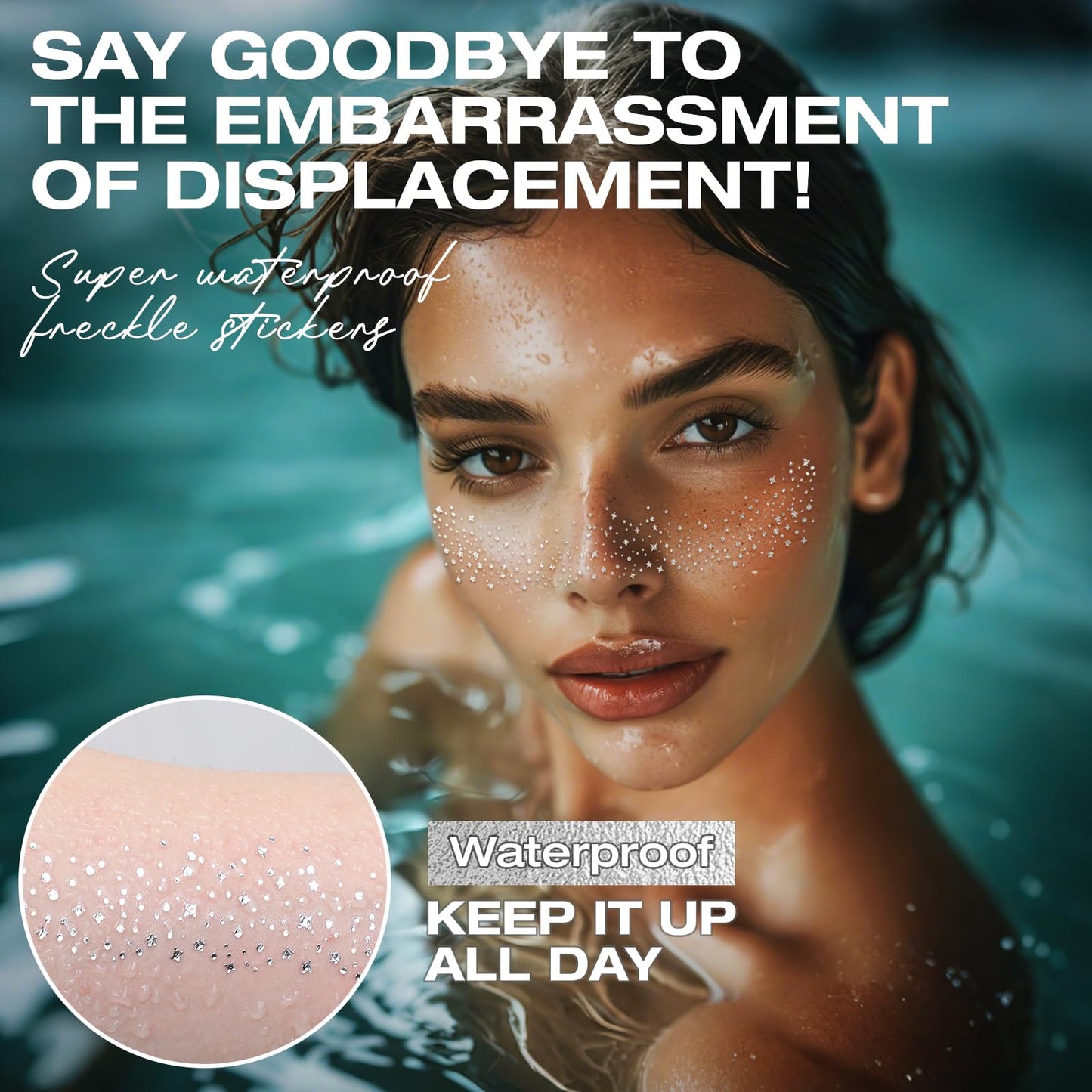 Leterly 24 Pcs Glitter Freckles Face Tattoo,Silver Face Glitter Makeup Patches Cute Sparkle Freckles Patches Waterproof Makeup Speckles for Face Beauty & Personal Care Leterly