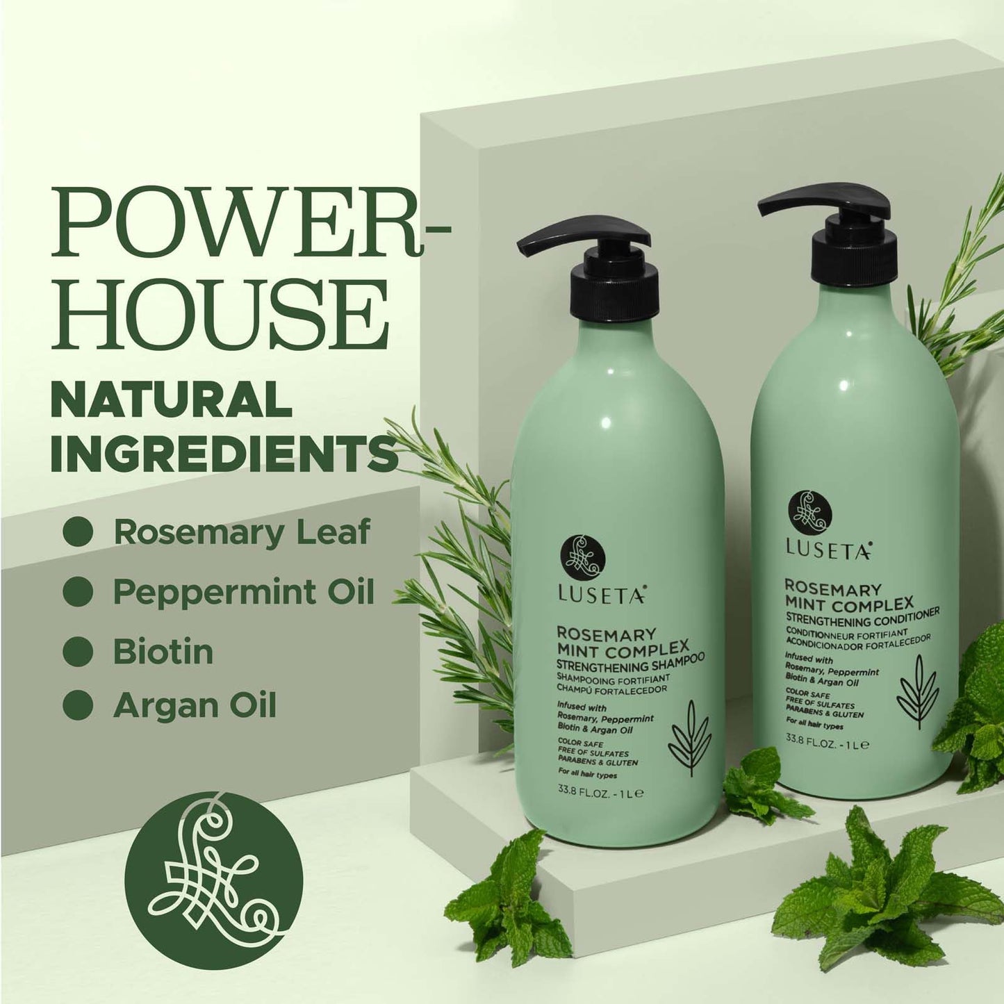 Luseta Rosemary Mint Strengthening Shampoo and Conditioner Set Nourish & Smooth Damaged Hair Thickening Shampoo for Thinning Hair,Add Shine for All Beauty & Personal Care L LUSETA
