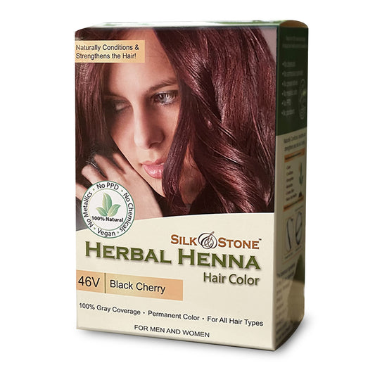 46V Black Cherry, Herbal Henna Hair Color for All Hair Types, Vegan Burgundy Hair Dye for Men and Women, Natural Hair Color for Gray Hair Coverage Beauty & Personal Care Silk & Stone