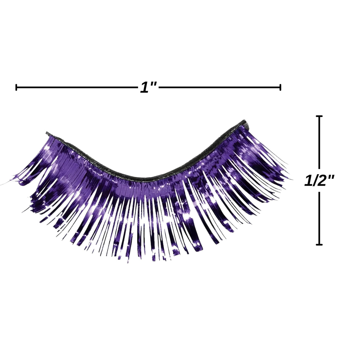 Purple Tinsel Eyelashes - 1 Pair (1/2" x 1") - Lightweight & Easy to Apply Self-Adhesive Lashes - Perfect Costume Accessory