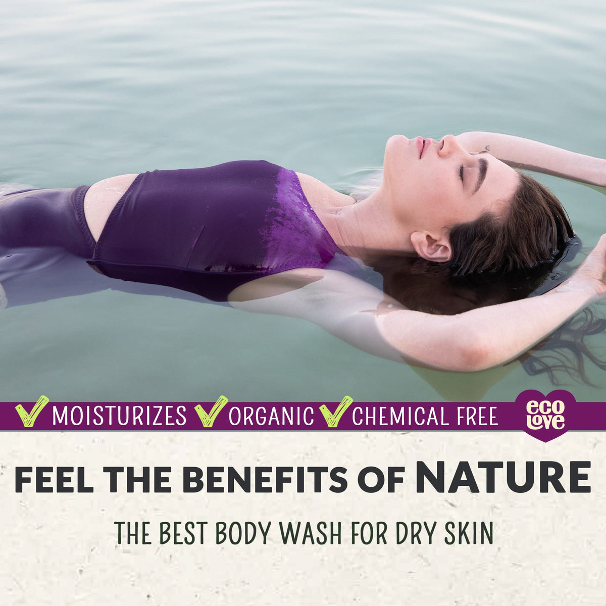 ecoLove - Natural Moisturizing Body Wash for Dry Skin - Organic Blueberry, Grape & Lavender - No SLS or Parabens - Vegan and Cruelty-Free Shower Gel Beauty & Personal Care ecoLove
