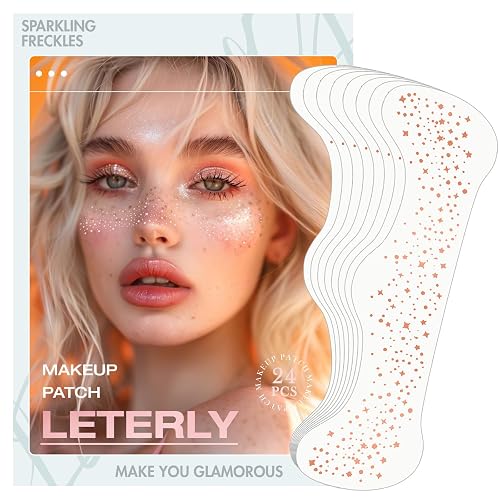 Leterly 24 Pcs Glitter Freckles Face Tattoo,Rose Gold Face Glitter Makeup Patches Cute Sparkle Freckles Patches Waterproof Makeup Speckles for Face Beauty & Personal Care Leterly