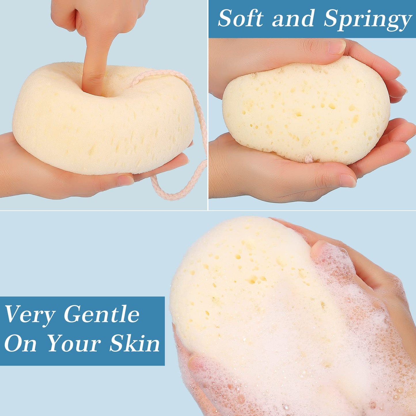 KECUCO 3 Pcs Bath Sponge for Women, Men, Teenager, Body Wash Sponges Loofah Body Scrubber, 3 Colors & Large Size Shower Pouf Cleaning Loofahs Beauty & Personal Care KECUCO