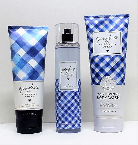 Gingham - 3 pc. Gift Set - Ultra Shea Body Cream, Fine Fragrance Mist and Moisturizing Body Wash (2019) Beauty & Personal Care Bath & Body Works