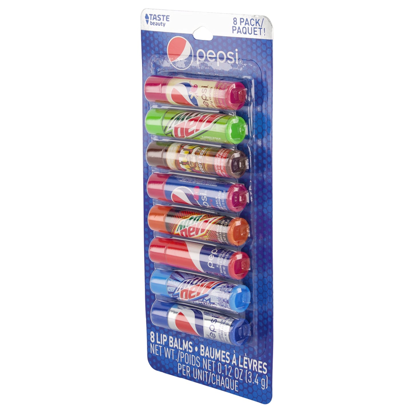 Taste Beauty Pepsi 8 Pack Lip Balm (Pepsi Cherry Vanilla, Mountain Dew, Mug, Pepsi Wild Cherry, Classic Pepsi, Mountain Dew White and Live Wire, Diet Beauty and Personal Care Taste Beauty