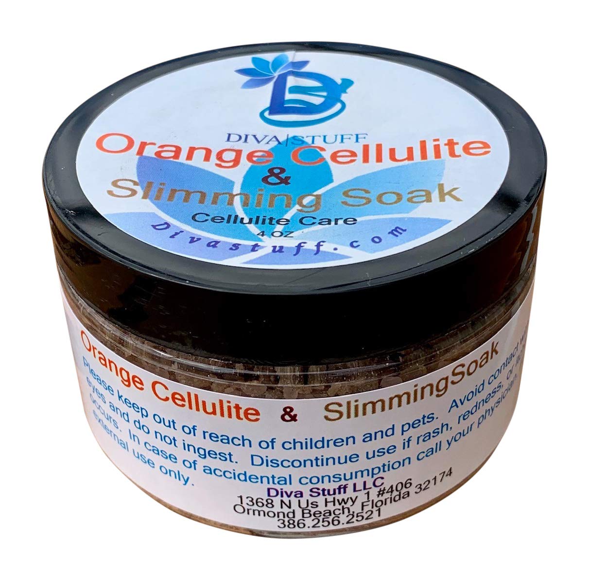 Cellulite and Slimming Salt Bath Soak With Orange Polyphenols,4oz Jar, Diva Stuff Beauty and Personal Care Diva Stuff