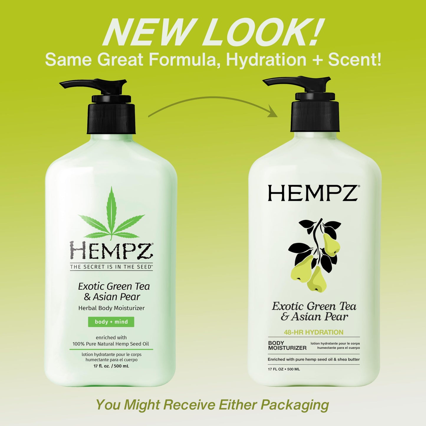 HEMPZ Body Lotion - Green Tea and Asian Pear - Daily Moisturizing Cream - 17oz Beauty & Personal Care Hempz
