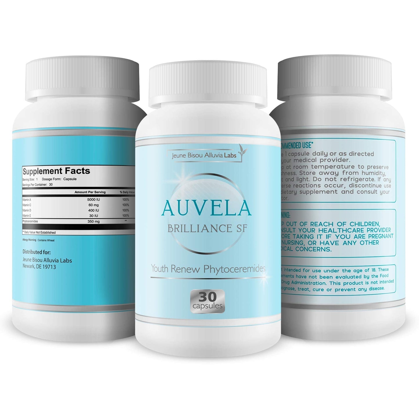Auvela Brilliance SF - Youth Renew Phytoceramides - Hydrate Your Skin - Promote a More Youthful Appearance and Smoothness - Help Prevent The Beauty & Personal Care Jeaune Bisou Alluvia Labs