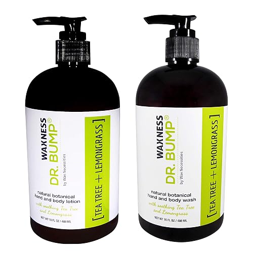 Waxness Dr. Bump Botanical Body Wash & Lotion Kit Tea Tree & Lemongrass 2 x 16 fl oz (480 ml) - Professional Skin Care - Made in USA Beauty & Personal Care Waxness