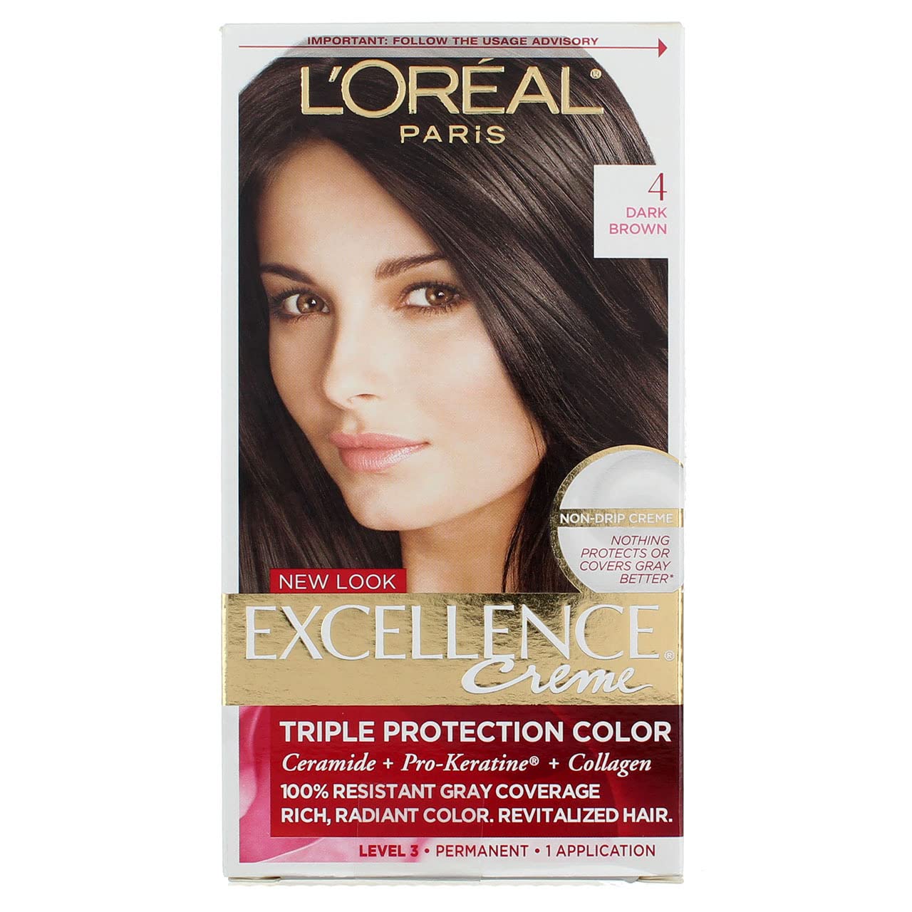 L'Oreal Paris Excellence Triple Protection Permanent Hair Color Creme, Dark Brown [4] 1 ea (Pack of 8) Beauty & Personal Care L'Oreal Paris