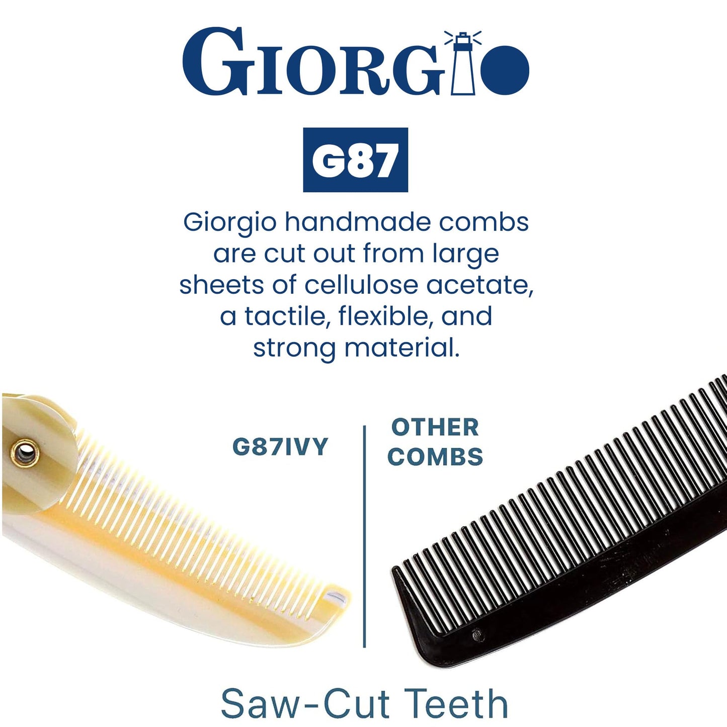 Giorgio G87 Folding Mustache and Beard Comb, Small Pocket Comb for Men Everyday Grooming and Hair Care. Handmade, Saw-cut and Hand Polished Styling Beauty and Personal Care GIORGIO