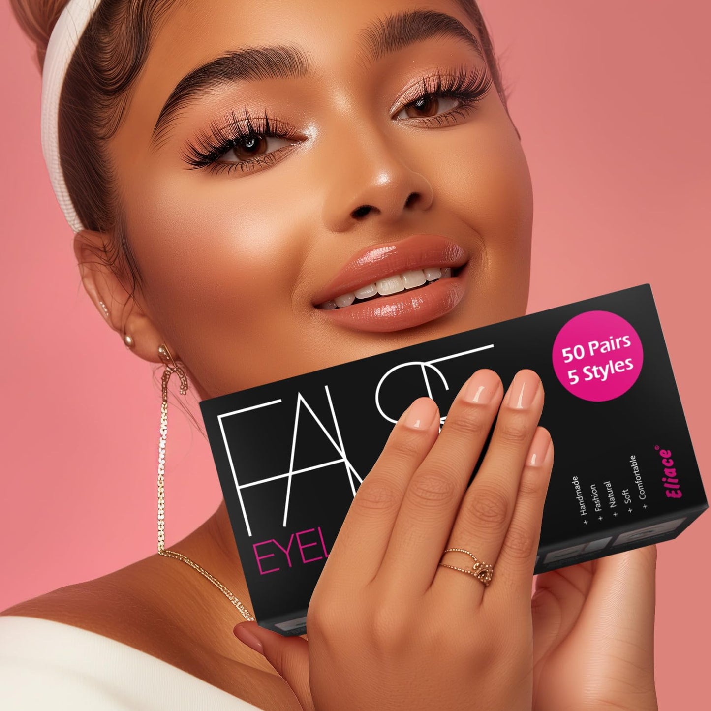 Eliace Eyelashes, (50 Pairs,5 Styles) Luxurious Faux Mink Lashes Natural Look Wispy Fluffy Handmade Cat Eye False Lash Pack, False Eyelashes Set, Fake Beauty & Personal Care Eliace