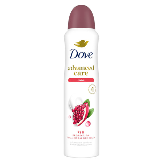 Dove Advanced Care Antiperspirant Deodorant Dry Spray Revive for helping your skin barrier repair after shaving With Pro Ceramide Technology to boost Beauty and Personal Care Dove