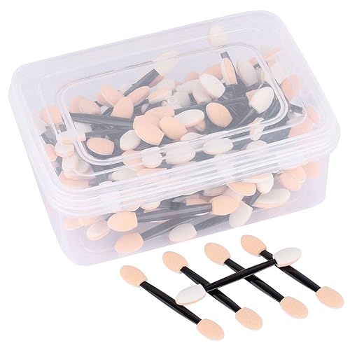 150 Eye Shadow Applicator Disposable Foam Makeup Brush Sponge Tipped Oval Eyeshadow Applicators Dual Sides with Container Beauty & Personal Care Tbestmax