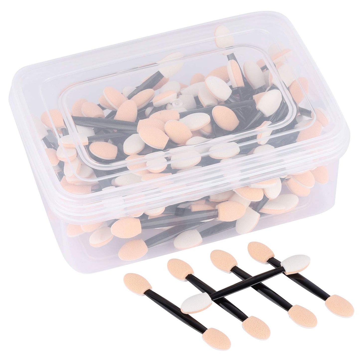 150 Eye Shadow Applicator Disposable Foam Makeup Brush Sponge Tipped Oval Eyeshadow Applicators Dual Sides with Container Beauty & Personal Care Tbestmax