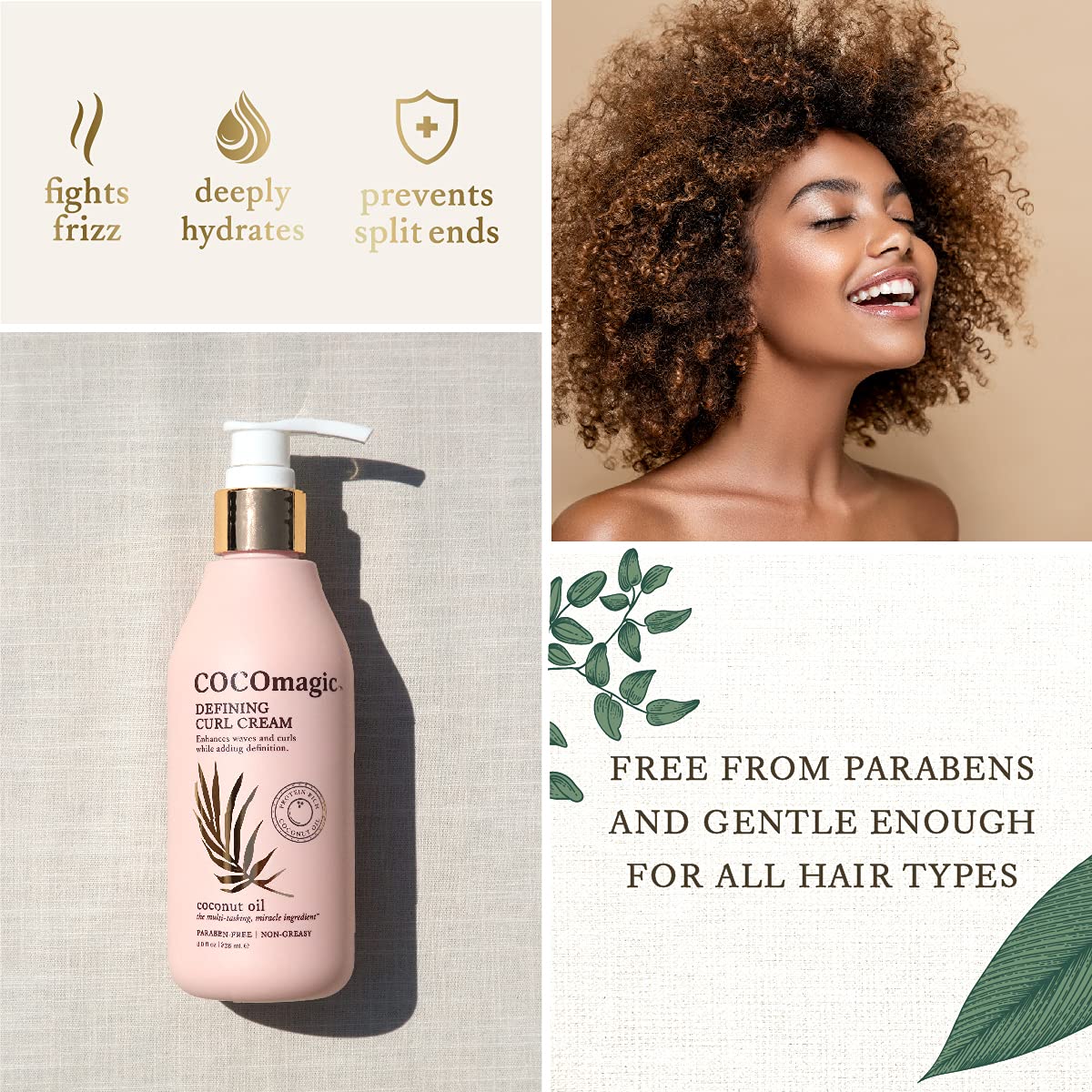 Cocomagic Defining Curl Cream | Extra Frizz Control | Protects Against Split Ends and Breakage | Paraben Free (8 oz) Beauty & Personal Care Cocomagic