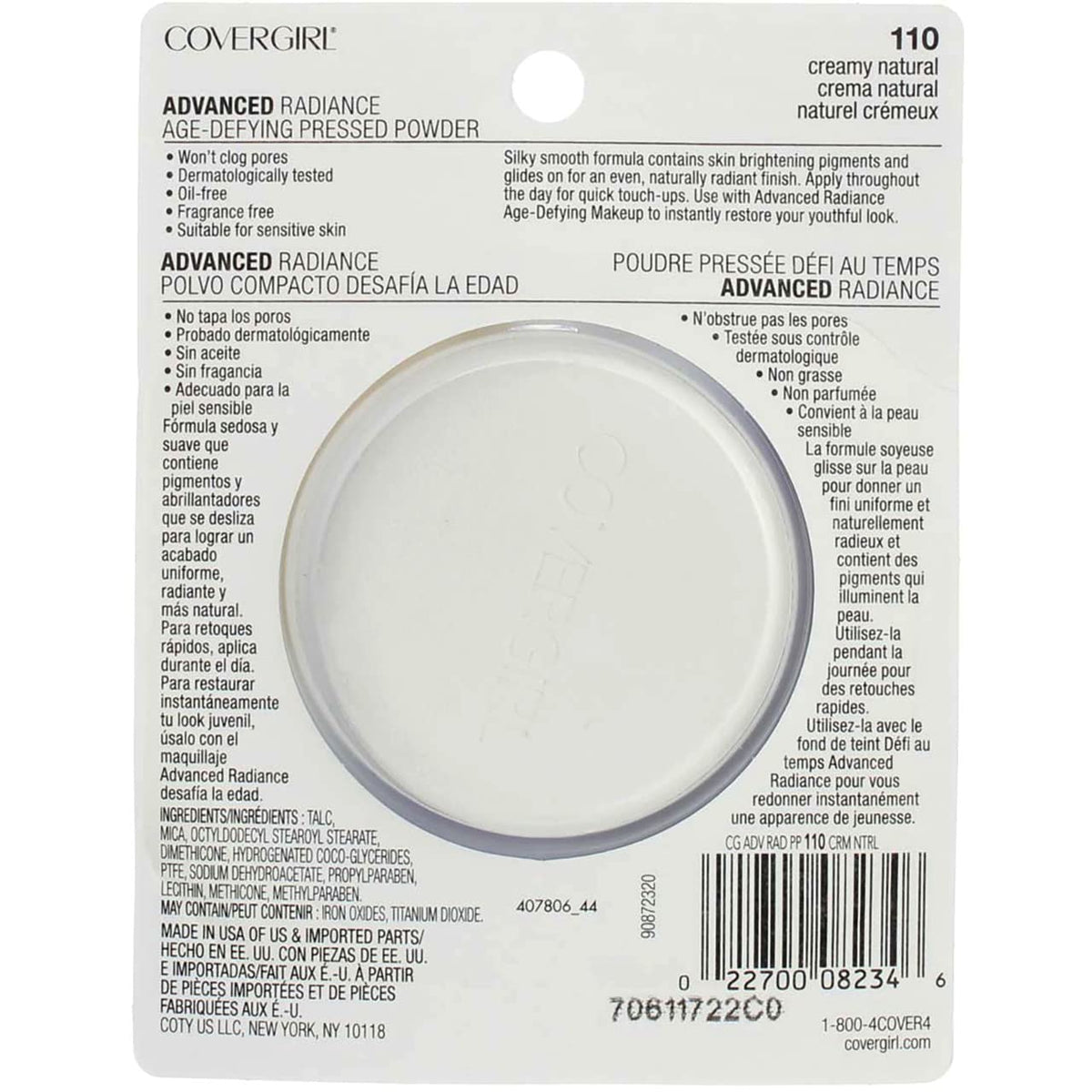 CoverGirl Advanced Radiance Age-Defying Pressed Powder, Creamy Natural [110] 0.39 oz (Pack of 4)
