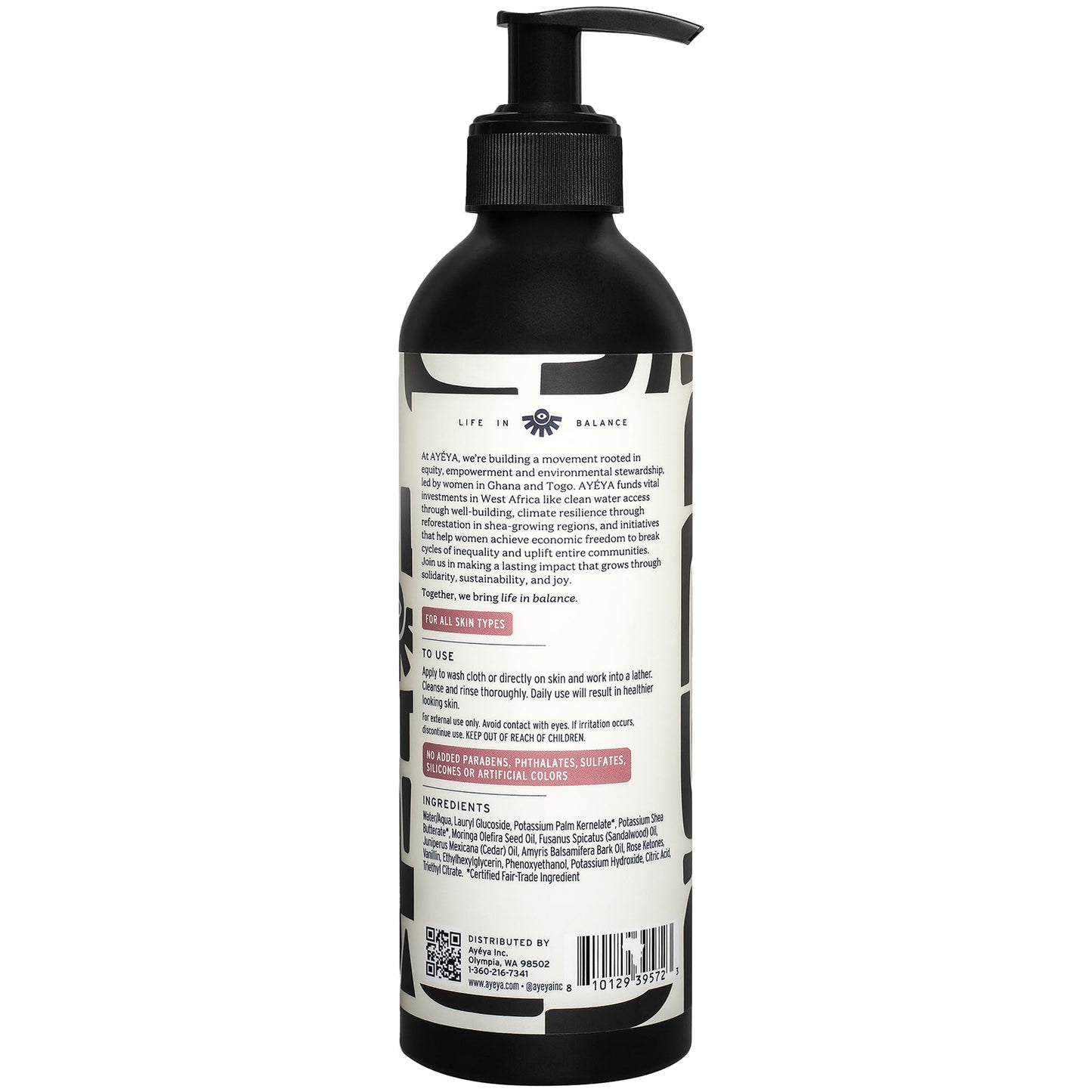AYÉYA Liquid African Black Soap - Joy | Sandalwood, Vanilla & Moringa for Radiance | Vegan Hydrating Face & Body Wash | Natural African Soap with Shea Beauty & Personal Care Ayeya