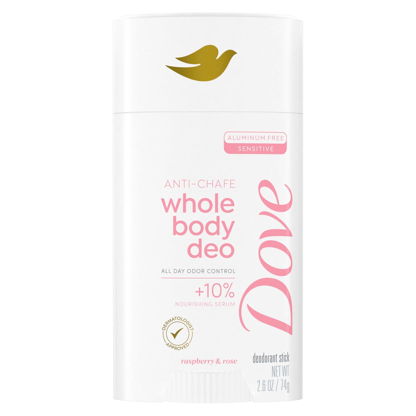 Dove Whole Body Deo Aluminum Free Anti-Chafe Deodorant Stick Raspberry & Rose for 72h Odor Control 2.6 Oz Beauty and Personal Care Dove