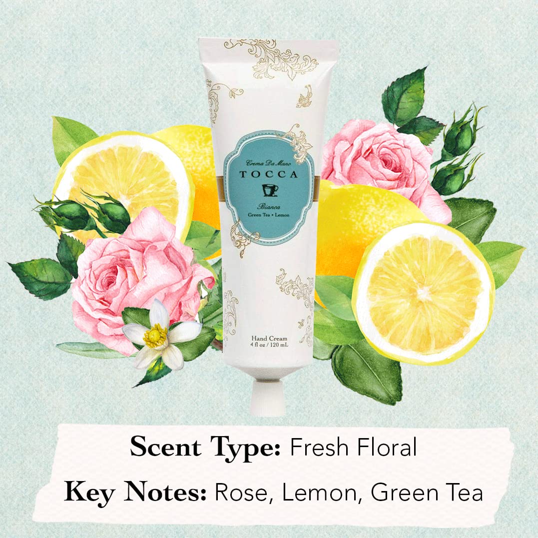Tocca Bianca Hand Cream, 4 oz - Rose, Lemon, Green Tea - Moisturizing, Quick Absorbing Beauty & Personal Care Tocca