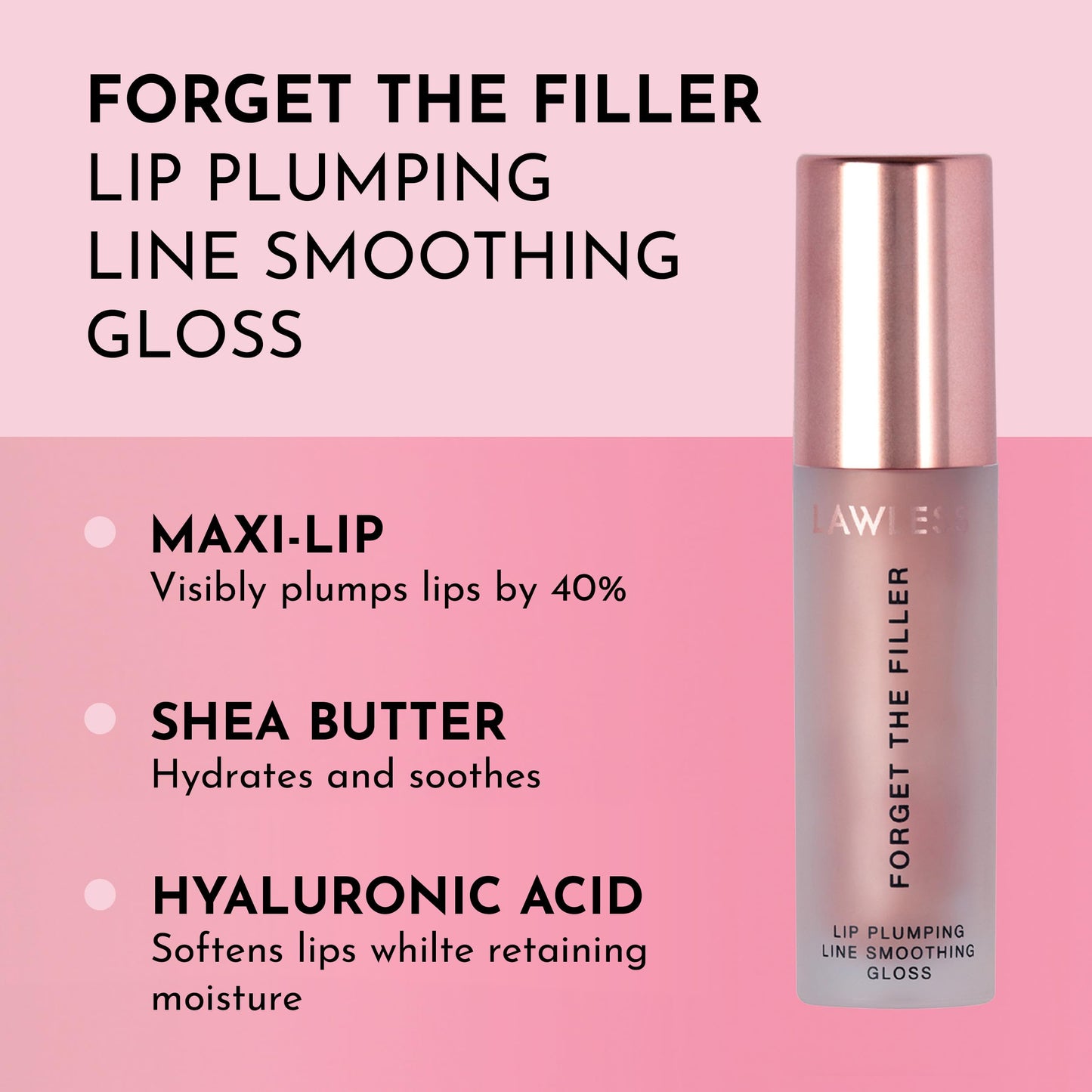 Lawless Forget the Filler Lip Plumping Line Smoothing Gloss - Daisette - Premium Volumizing Lip Gloss with Natural Ingredients Designed to Plump, Beauty & Personal Care Lawless