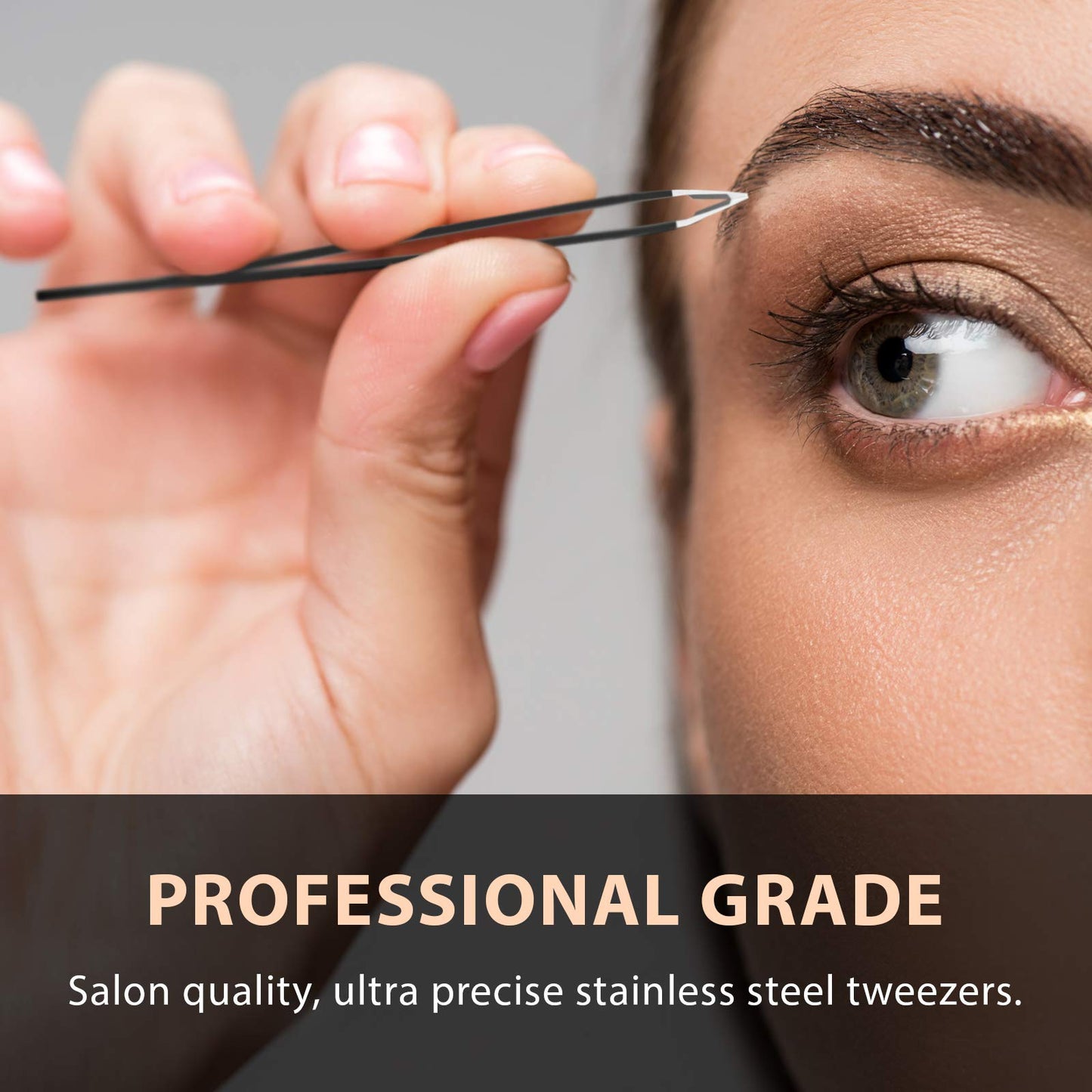 Tweezees Precision Black Stainless Steel Tweezers | Professional Slant Tip & Splinter Tip Tweezer For Eyebrows | Extra Sharp Hair Removal Tool | Beauty & Personal Care Tweezees